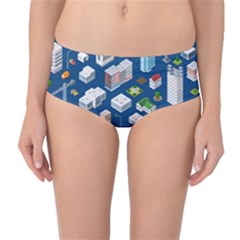 Isometric-seamless-pattern-megapolis Mid-waist Bikini Bottoms by Amaryn4rt