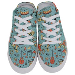 Seamless-pattern-musical-instruments-notes-headphones-player Half Slippers by Amaryn4rt