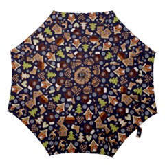 Winter-seamless-patterns-with-gingerbread-cookies-holiday-background Hook Handle Umbrellas (small) by Amaryn4rt
