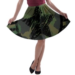 Military-camouflage-design A-line Skater Skirt by Amaryn4rt