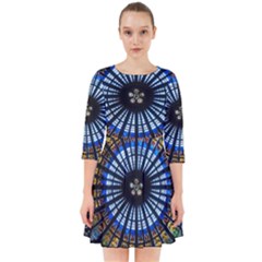 Mandala Floral Wallpaper Rose Window Strasbourg Cathedral France Smock Dress by Sarkoni