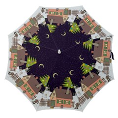 House Tree Man Moon Night Stars Straight Umbrellas by Pakjumat