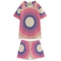 Circles Pattern Bullseye Cream Kids  Swim T-Shirt and Shorts Set View1