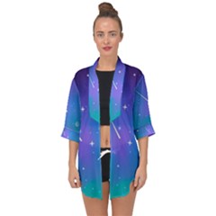Stars Sky Cosmos Galaxy Open Front Chiffon Kimono by Pakjumat