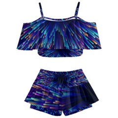 Abstract Beam Blast Kids  Off Shoulder Skirt Bikini by Pakjumat