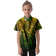 Landscape Night Moon Star Nature Kids  Short Sleeve Shirt by Pakjumat