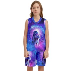 The Cosmonaut Galaxy Art Space Astronaut Kids  Basketball Mesh Set by Pakjumat