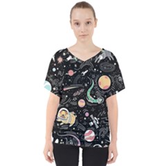 Animals Galaxy Space V-neck Dolman Drape Top by Pakjumat