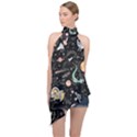 Animals Galaxy Space Halter Asymmetric Satin Top View1
