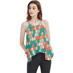 Multicolored Honeycomb Colorful Abstract Geometry Flowy Camisole Tank Top by Pakjumat