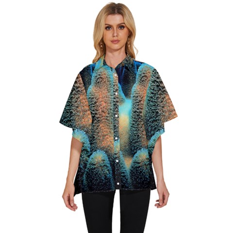 Photo Coral Great Scleractinia Women s Batwing Button Up Shirt by Pakjumat