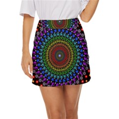 3d Psychedelic Shape Circle Dots Color Mini Front Wrap Skirt by Modalart