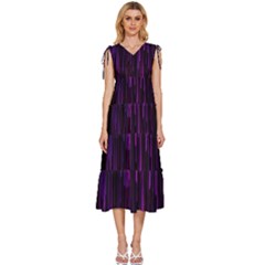 Stars Are Falling Electric Abstract V-neck Drawstring Shoulder Sleeveless Maxi Dress by Modalart