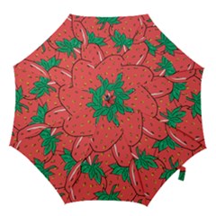 Texture Sweet Strawberry Dessert Food Summer Pattern Hook Handle Umbrellas (medium) by Sarkoni