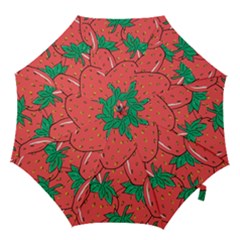 Texture Sweet Strawberry Dessert Food Summer Pattern Hook Handle Umbrellas (small) by Sarkoni