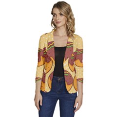 Takoyaki Food Seamless Pattern Women s One-button 3/4 Sleeve Short Jacket by Sarkoni