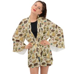 Junk Food Hipster Pattern Long Sleeve Kimono by Sarkoni