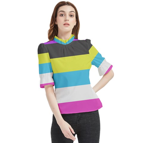Bigender Flag Copy Frill Neck Blouse by Dutashop
