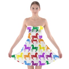 Colorful Horse Background Wallpaper Strapless Bra Top Dress by Amaryn4rt