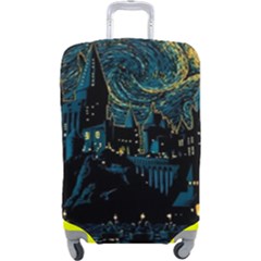 Castle Starry Night Van Gogh Parody Luggage Cover (large) by Sarkoni