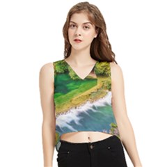 River Waterfall V-neck Cropped Tank Top by Sarkoni