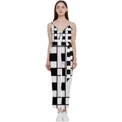 Black And White Pattern V-neck Camisole Jumpsuit by Amaryn4rt