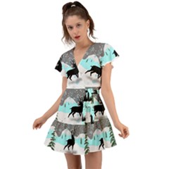 Rocky Mountain High Colorado Flutter Sleeve Wrap Dress by Amaryn4rt