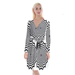 Spider Web Hypnotic Long Sleeve Velvet Front Wrap Dress by Amaryn4rt