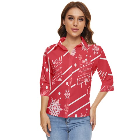 Winter Holiday Hours Women s Quarter Sleeve Pocket Shirt by Amaryn4rt