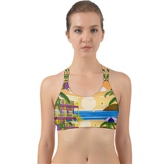 Vector Graphic Clipart Beach House Back Web Sports Bra by Sarkoni