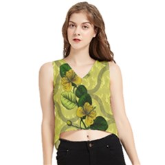 Flower Blossom V-neck Cropped Tank Top by Sarkoni