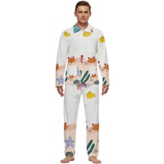 Cartoon Marine Life Marine Drawing Men s Long Sleeve Velvet Pocket Pajamas Set by Sarkoni