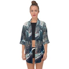 Pirate Ship Boat Sea Ocean Storm Open Front Chiffon Kimono by Sarkoni