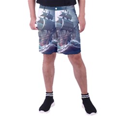 Pirate Ship Boat Sea Ocean Storm Men s Pocket Shorts by Sarkoni