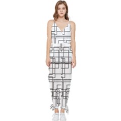 Structure Pattern Network Sleeveless Tie Ankle Chiffon Jumpsuit by Amaryn4rt