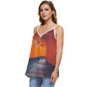 Architecture Art Bright Color Casual Spaghetti Strap Chiffon Top View2