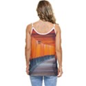 Architecture Art Bright Color Casual Spaghetti Strap Chiffon Top View4