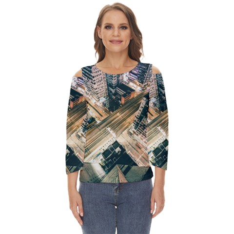 Architecture Buildings City Cut Out Wide Sleeve Top by Amaryn4rt