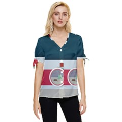 Camera Vector Illustration Bow Sleeve Button Up Top by Amaryn4rt