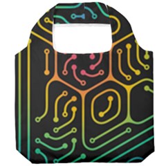 Circuit Hexagonal Geometric Pattern Background Pattern Foldable Grocery Recycle Bag by Vaneshop