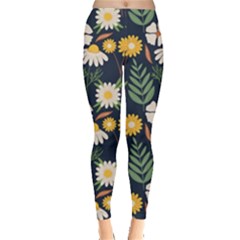 Flower Grey Pattern Floral Everyday Leggings  by Dutashop