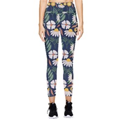 Flower Grey Pattern Floral Pocket Leggings  by Dutashop