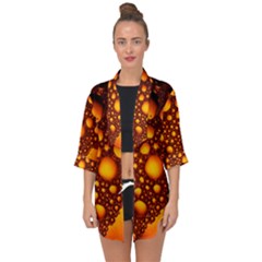Bubbles Abstract Art Gold Golden Open Front Chiffon Kimono by Dutashop