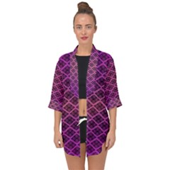 Pattern Texture Geometric Patterns Purple Open Front Chiffon Kimono by Dutashop