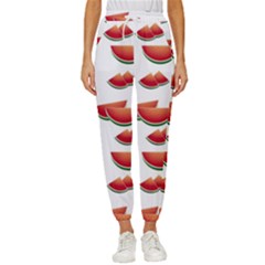 Summer Watermelon Pattern Women s Cropped Drawstring Pants by Dutashop