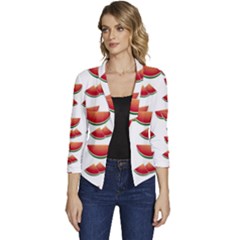 Summer Watermelon Pattern Women s Casual 3/4 Sleeve Spring Jacket by Dutashop