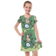 Ostrich Jungle Monkey Plants Kids  Cross Web Dress by Bajindul