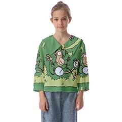 Ostrich Jungle Monkey Plants Kids  Sailor Shirt by Bajindul