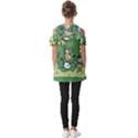 Ostrich Jungle Monkey Plants Fold Over Open Sleeve Top View2