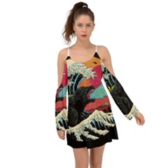 Retro Wave Kaiju Godzilla Japanese Pop Art Style Boho Dress by Modalart